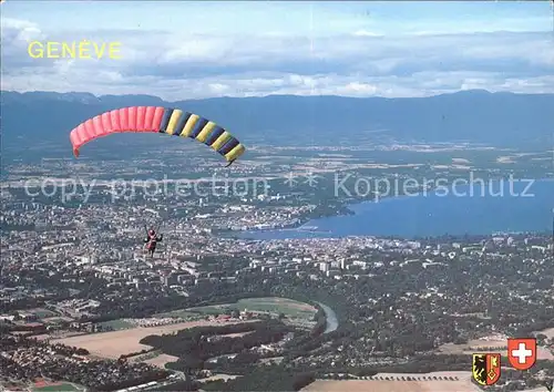 Geneve GE La ville et le lac vue depuis le Mont Saleve  Kat. Geneve