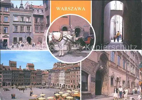 Warszawa Teilansichten Markt Pferdekutsche Gasse Kat. Warschau Polen