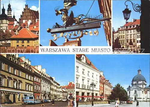 Warszawa Widok na Stare Miasto Wywieszka restauracji Bazyliszek Rynek Starego Miasta Ulica Feta Rynek Nowego Miasta Kat. Warschau Polen