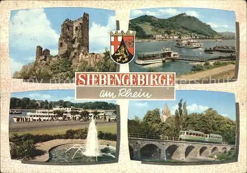 Siebengebirge Rhein Burg Schiffsanlegestellen Bruecke Kat. Koenigswinter