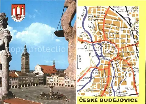 Budejovice Stadtkarte  Kat. Tschechische Republik