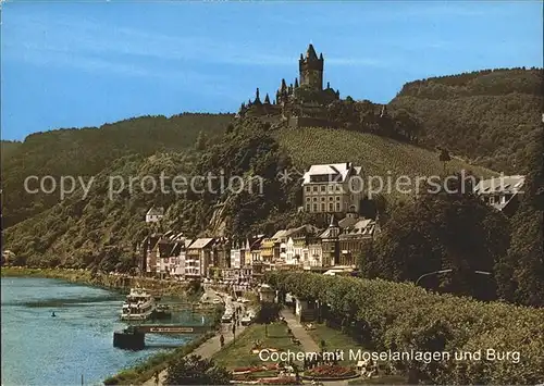 Cochem Mosel mit Burg und Moselanlage Kat. Cochem