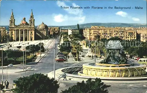 Malta Triton Fountain Floriana BAckground  Kat. Malta