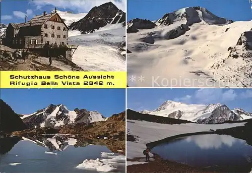 Schoene Aussicht Huette Schwarze Wand Weisskugel Gletschersee am Hochjoch Hintereis See Fineilspitze Kat. Bozen Suedtirol