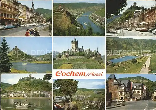 Cochem Mosel Teilansichten Moselpartien Schloss Schwimmbad Strassenpartie Kat. Cochem