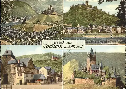 Cochem Mosel Schloss Moselblick Dorfpartie  Kat. Cochem