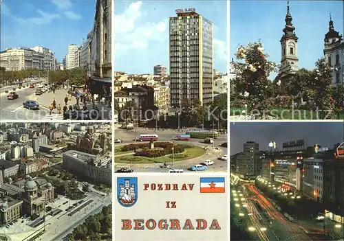 Beograd Belgrad Teilansichten Hotel Slavija Kirche Nachtaufnahme Kat. Serbien