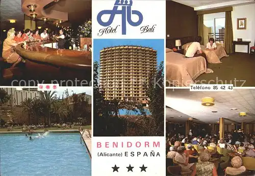 Benidorm Hotel Bali Bar Swimmingpool Speisesaal Zimmer Kat. Costa Blanca Spanien