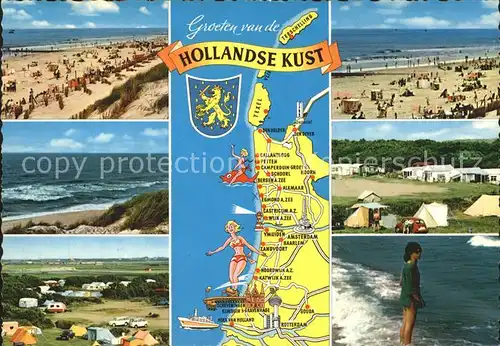 Niederlande Landkarte Kuester Camping Strand Kat. Niederlande