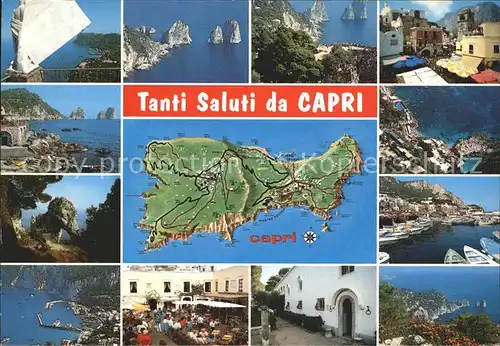 Capri mit Karte Kat. Golfo di Napoli