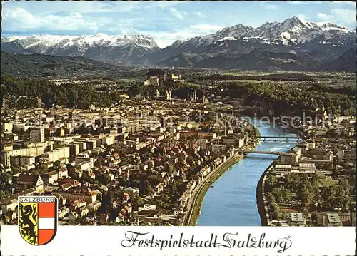 Salzburg Oesterreich Fliegeraufnahme Brueckenpartie Festspielstadt Kat. Salzburg