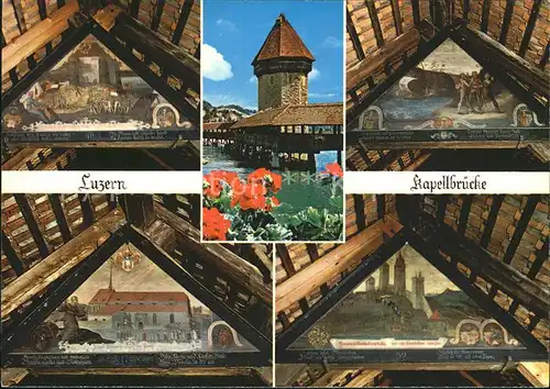 Luzern LU Kapellbruecke Bilder in den Giebelfeldern Kat. Luzern
