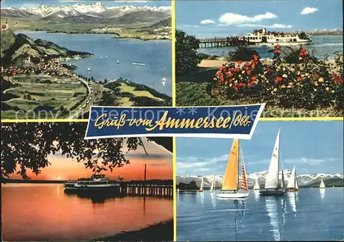 Ammersee Panorama Segelschiffe Schiffsanlegestelle Kat. Utting a.Ammersee