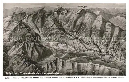 Kleinwalsertal Vorarlberg Relief  und Tourenkarte  Kat. Mittelberg