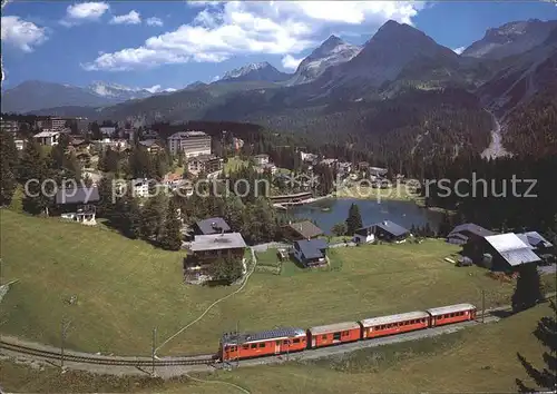 Arosa GR Seegrube mit Untersee und Bahn Kat. Arosa