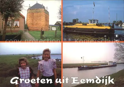 Eemdijk Turm Motorboot Kinder Kanal Frachter Kat. Bunschoten Spakenburg