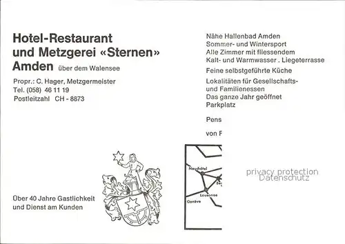 Amden SG Hotel Restaurant Metzgerei Sternen Kat. Amden