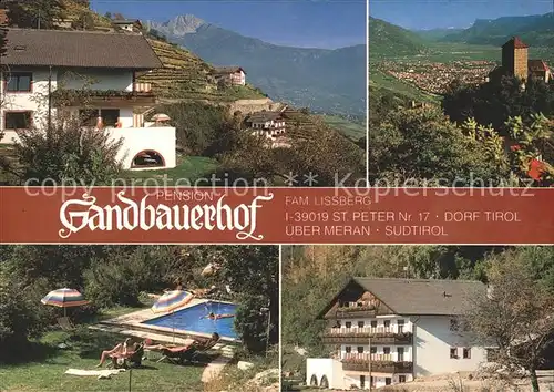 Dorf Tirol Pension Gandbauerhof  Kat. Tirolo