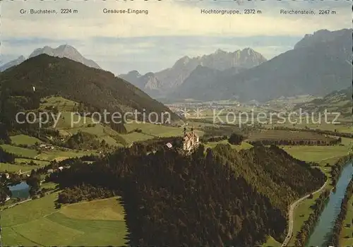 Frauenberg Enns Wallfahrtskirche Fliegeraufnahme mit Admont Kat. Ardning