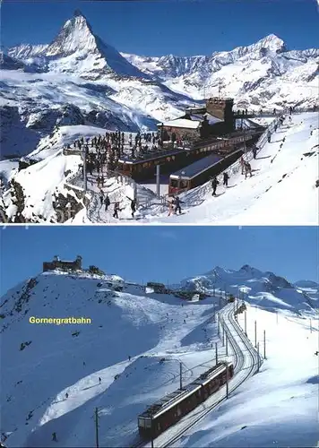 Zermatt VS Bergstation Gornergrat mit Matterhorn und Gornergratbahn Kat. Zermatt