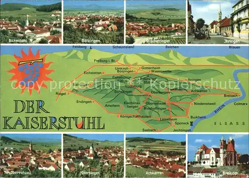 Kaiserstuhl Region mit Bickensohl Boetzingen Bischoffingen Ihringen Oberrotweil Oberbergen Achkarren Breisach Kat. Ihringen