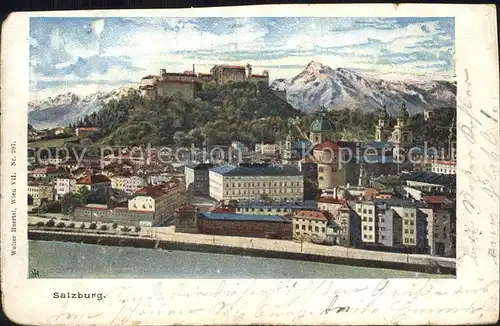 Salzburg Oesterreich Stadtblick mit Burg Kat. Salzburg