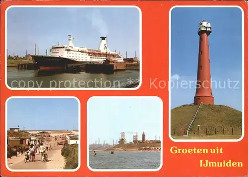 Ijmuiden Fahrgastschiff Strandpartie Leuchtturm Kat. Niederlande