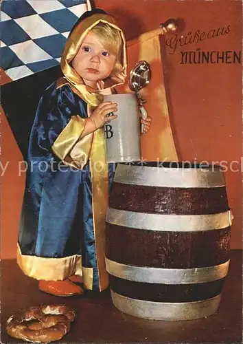 Muenchner Kindl Muenchen Bierfass Brezel Bierkrug  Kat. Muenchen