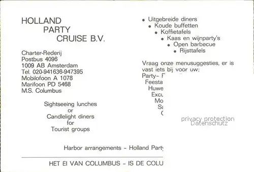 Niederlande Holland Party Cruise B. V. Kat. Niederlande