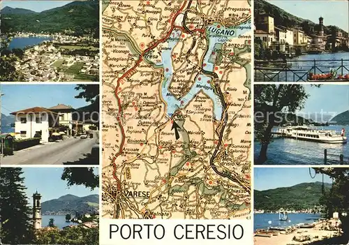 Porto Ceresio Karte mit Lago di Lugano Kat. Porto Ceresio Lago di Lugano