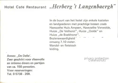 Niederlande Hotel Cafe Restaurant Herberg t Langenbaergh Kat. Niederlande
