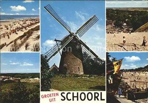 Schoorl Windmuehle Strand  Kat. Bergen Niederlande