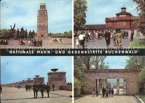 Buchenwald Weimar Nationale Gedenkstaette Turm Gruppenplastik Eingang zum ehem Lager Strasse der Nationen Eingangstor mit Stelenweg Kat. Weimar