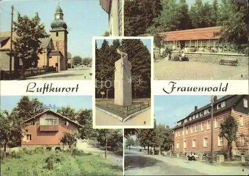 Frauenwald Thueringen Kirche Waldcafe Lenkgrund Milchbar FDGB Heim Monument am Rennsteig Kat. Frauenwald