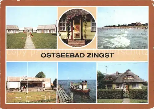 Zingst Ostseebad Bungalowdorf Bemalte Tuer Stoertebekerstr Strand Kaufhalle Fischerboot Rohrdachhaus Kat. Zingst Darss