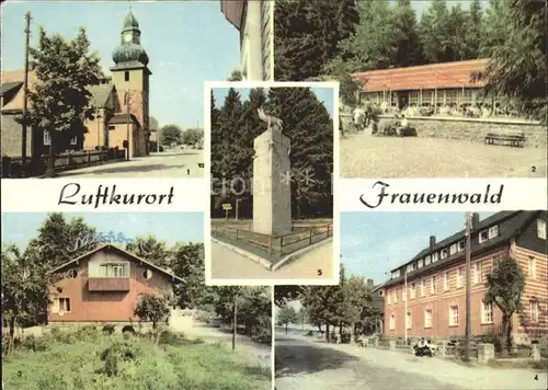 Frauenwald Thueringen Kirche Waldcafe Lenkgrund Milchbar FDGB Heim Monument am Rennsteig Kat. Frauenwald