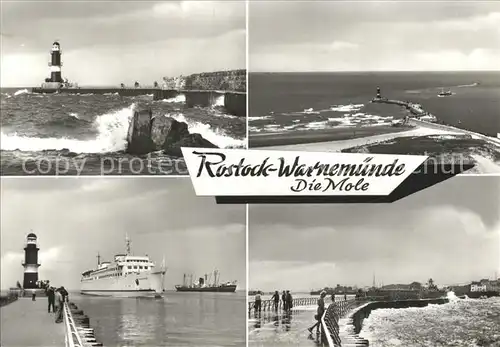 Rostock Warnemuende Mole Faehre Leuchtturm  Kat. Rostock