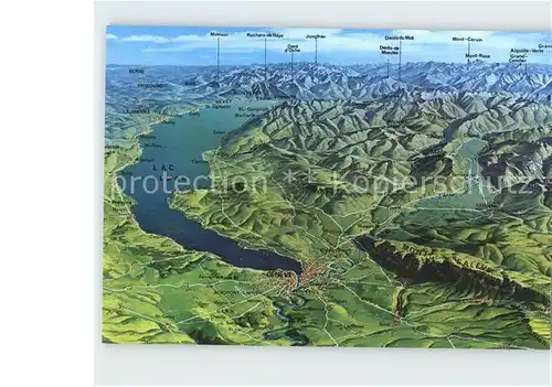 Geneve GE et Lac Leman Panoramakarte Kat. Geneve