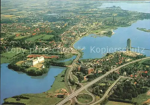 Schleswig Schlei Fliegeraufnahme mit Schlei Schlossinsel mit Schloss Gottorp Kat. Erfde