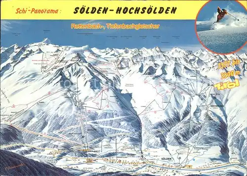 Soelden oetztal Hochsoelden Skigebiet Panoramakarte Kat. Soelden