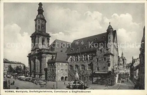 Worms Rhein Marktplatz Dreifaltigkeitskirche Cornealium Siegfriedbrunnen Kat. Worms