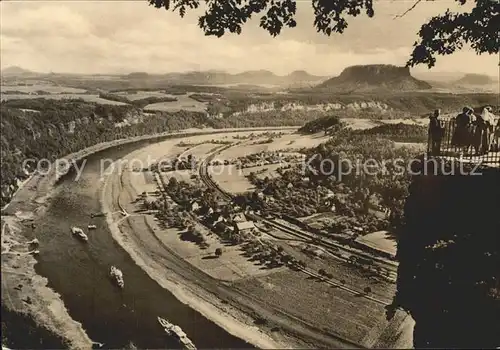 Bastei Saechsische Schweiz Blick vom Basteifelsen  Kat. Rathen Sachsen