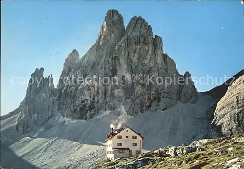 Sexten Sesto Suedtirol Zsigmondyhuette Zwoelferkofel Rifugio Zsigmondi Comici Cima Dodici
 Kat. Bozen