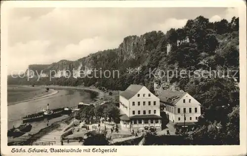 Saechsische Schweiz Basteiwaende Elbe Dampfer Erbgericht Kat. Rathen Sachsen