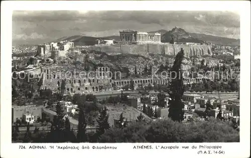 Athenes Athen Acropole vue du Philopappe Kat. Griechenland