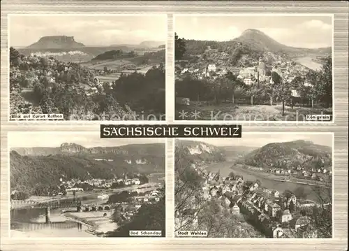 Saechsische Schweiz Blick auf Rathen Koenigstein Bad Schandau Stadt Wehlen Kat. Rathen Sachsen