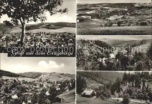 Erzgebirge Region Total Panorama Teilansichten Kat. Annaberg