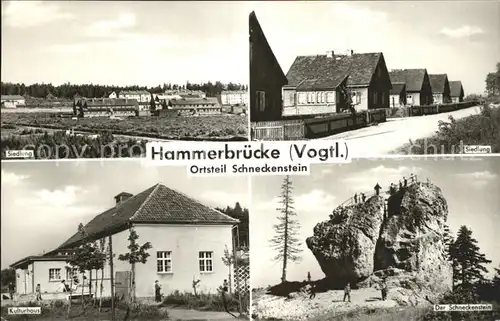 Schneckenstein Hammerbruecke Siedlung Kulturhaus Felsen