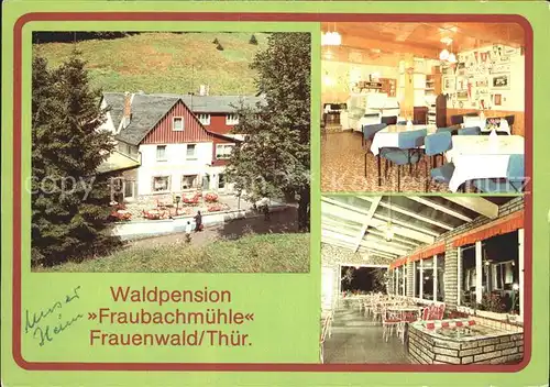 Frauenwald Thueringen Waldpension Fraubachmuehle Gaststube Veranda Kat. Frauenwald
