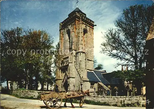 Saint Tugen Eglise XV et XVI siecle Kirche Pferdefuhrwerk / Audierne /Arrond. de Quimper
